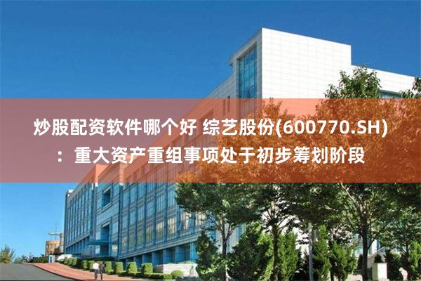 炒股配资软件哪个好 综艺股份(600770.SH)：重大资产重组事项处于初步筹划阶段