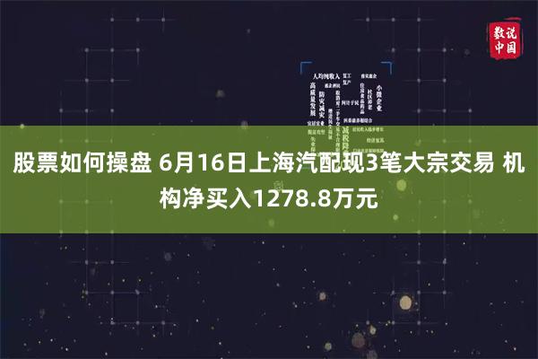 股票如何操盘 6月16日上海汽配现3笔大宗交易 机构净买入1278.8万元
