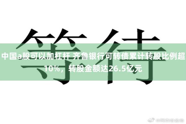 中国a股可以加杠杆 齐鲁银行可转债累计转股比例超10%，转股金额达26.5亿元