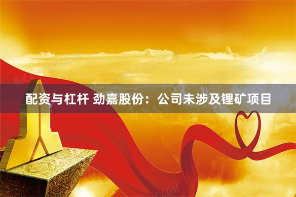 配资与杠杆 劲嘉股份：公司未涉及锂矿项目