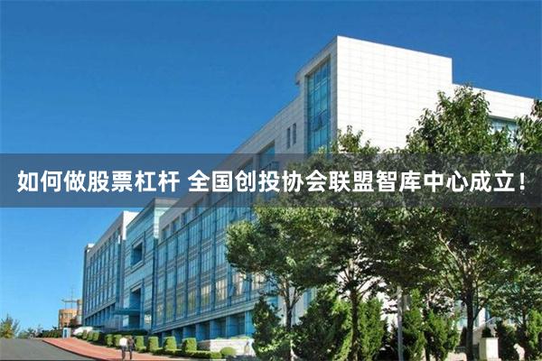 如何做股票杠杆 全国创投协会联盟智库中心成立！