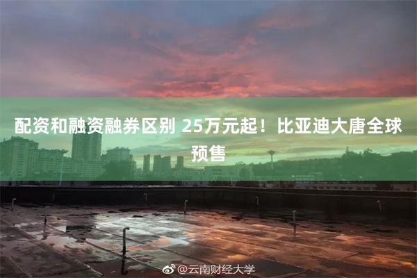 配资和融资融券区别 25万元起！比亚迪大唐全球预售