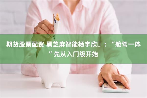 期货股票配资 黑芝麻智能杨宇欣：“舱驾一体”先从入门级开始
