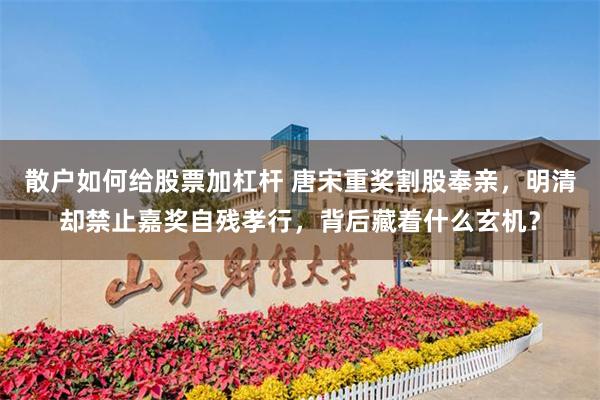 散户如何给股票加杠杆 唐宋重奖割股奉亲,明清却禁止嘉奖自残孝行,背后藏着什么玄机?